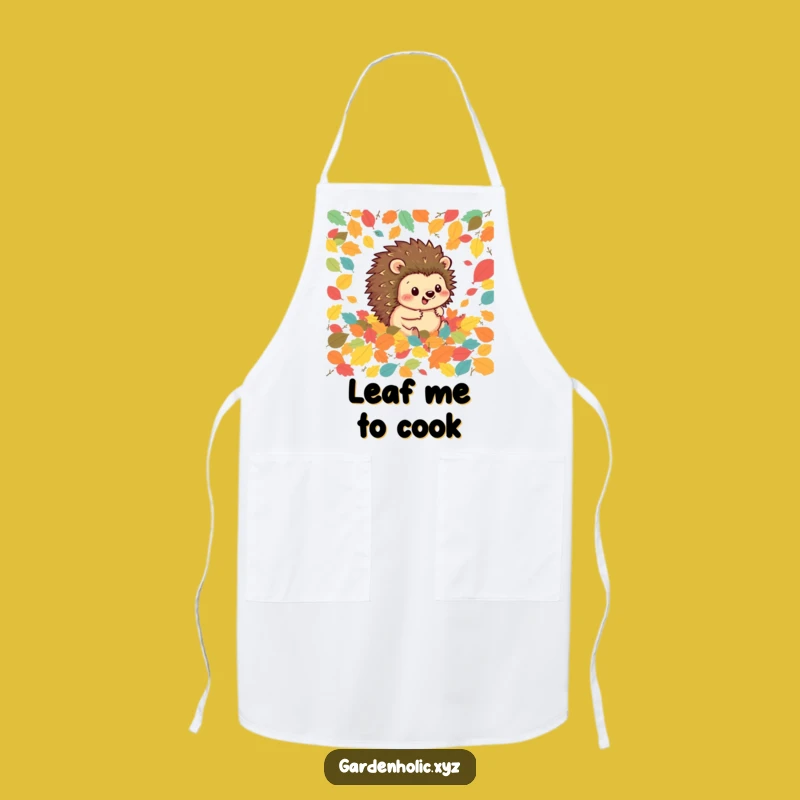Funny Hedgehog Leaf Rolling Apron - Cook with Autumnal Happiness