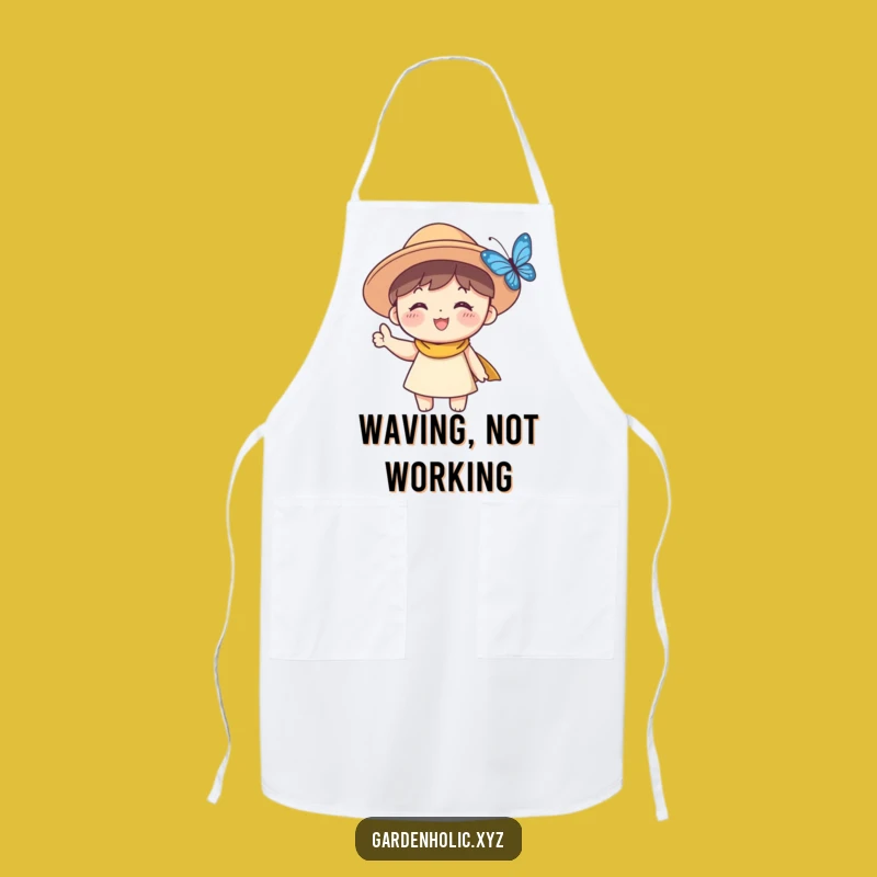 Funny Sun Hat Character Apron: Cook & Laugh with this Hilarious Waving Design!
