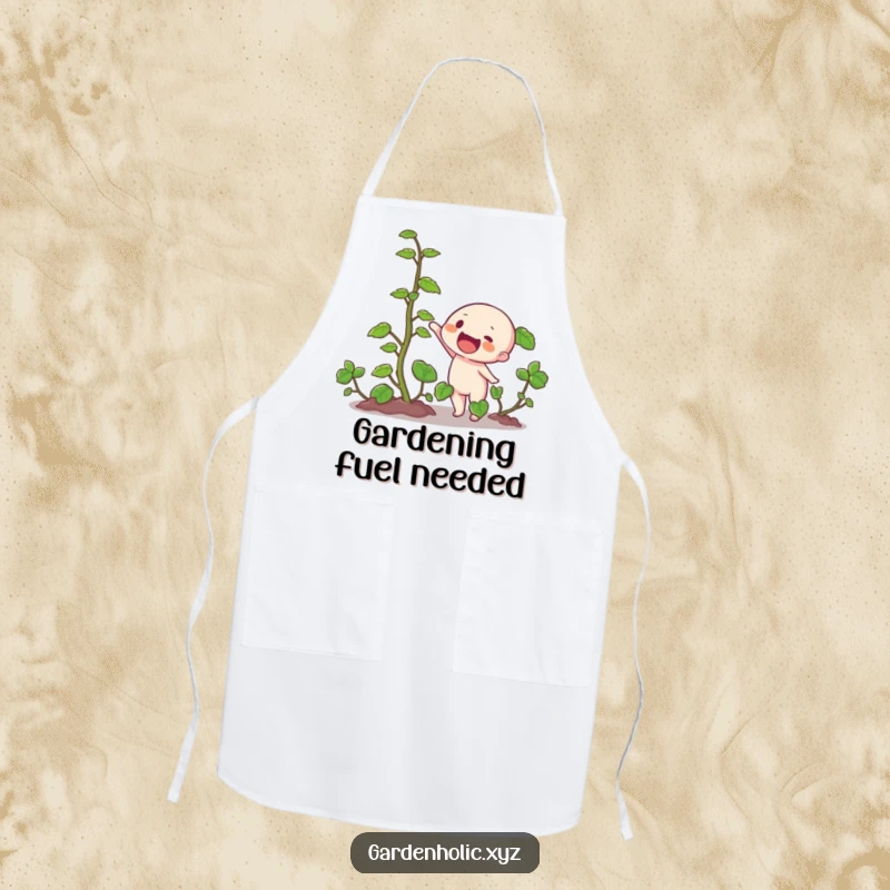 Funny apron featuring a character pointing at a rapidly growing vine, perfect for chefs, gardeners, and anyone who loves plants.