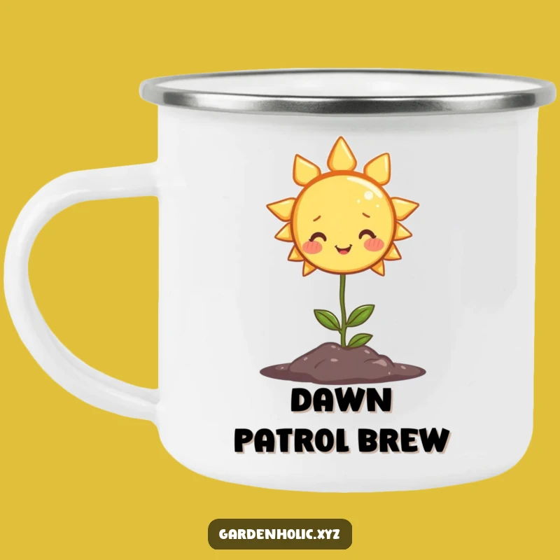 Funny Sun Camping Mug - Cheerful Plant Outdoor Gift