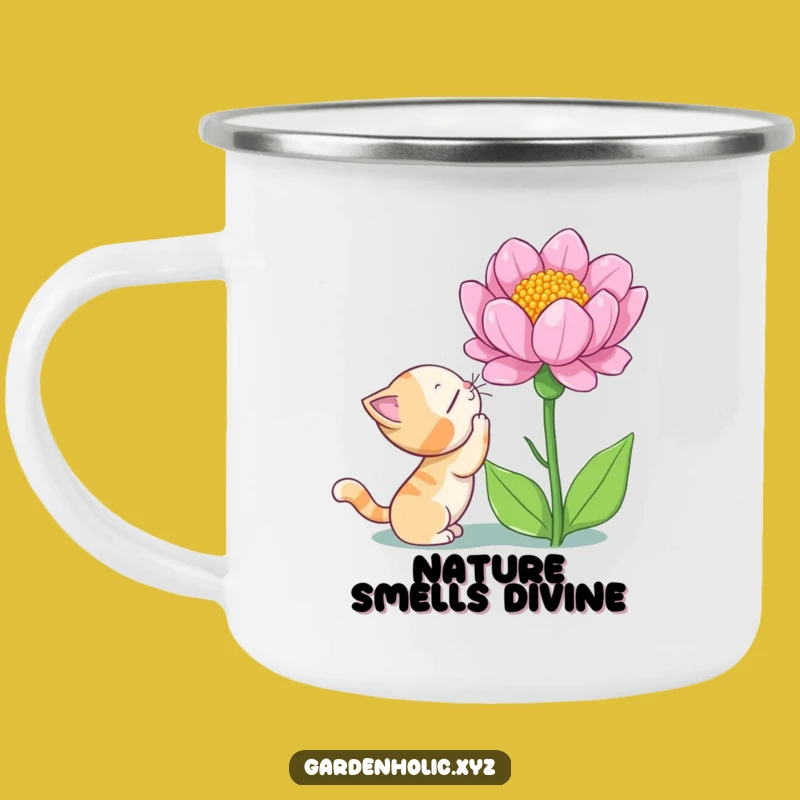 Funny Cat Flower Wonder Camping Mug - Sip Nature's Wonders Outdoors