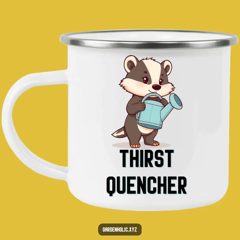 Funny Determined Badger Camping Mug: Adventure Ready, Big Task Humor, Perfect Funny Gift