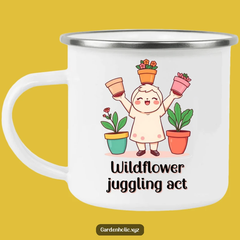Funny Gardener Camping Mug: Juggling Adventure, Ideal Playful Gift