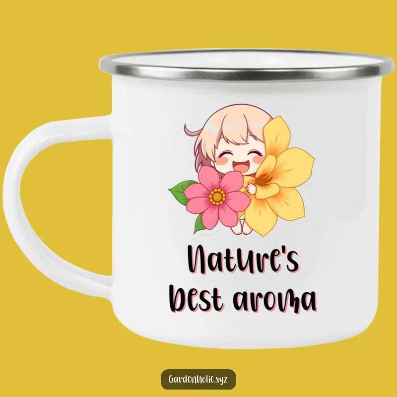 Funny Giggling Flower Camping Mug: Enjoy Nature with Humorous Drinkware