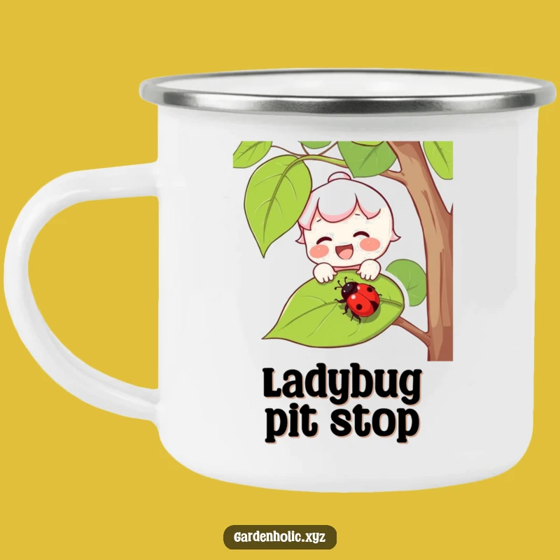 Funny Outdoor Explorer Mug: Joyful Ladybug Camping Cup for Nature Lovers