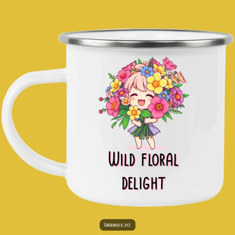 Funny Joyful Bouquet Character Camping Mug - Campfire Cheer Funny Gift