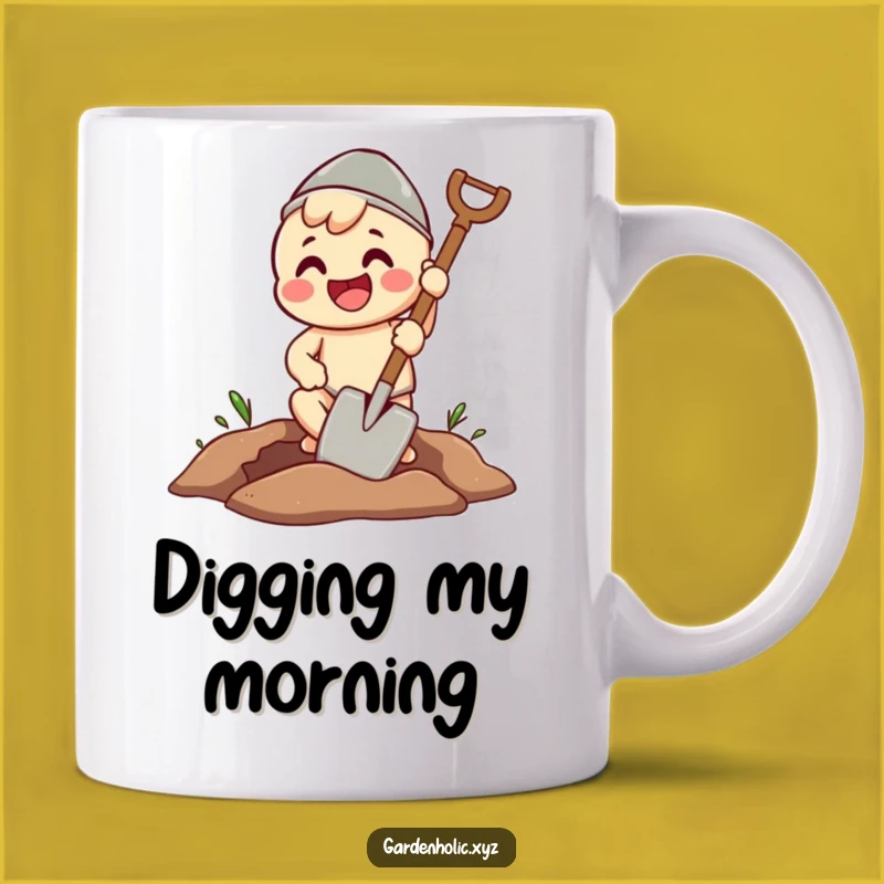 Funny Digging Character Spade Mug - Hilarious Gardener's Gift