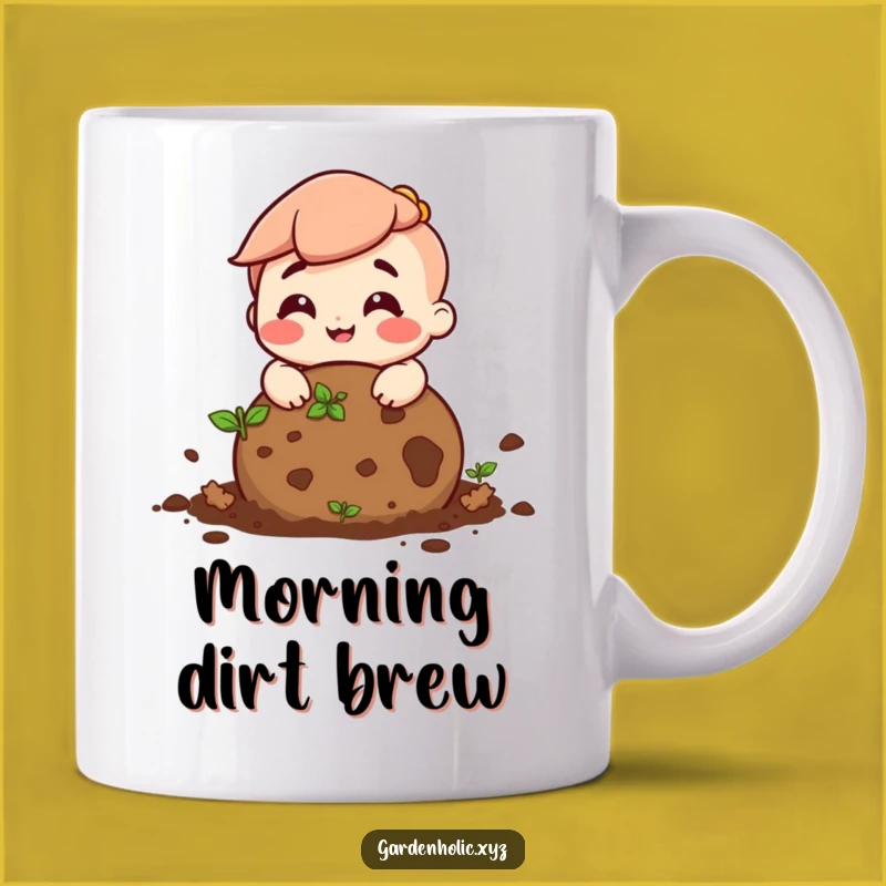 Funny Happy Soil Ball Mug: Humorous Gardener Gift for a Cheerful Soul