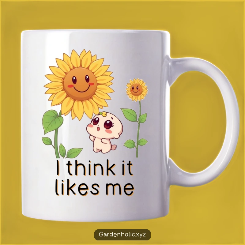 Funny Surprised Character Sunflower Mug - A Hilarious Wide-Eyed Gift
