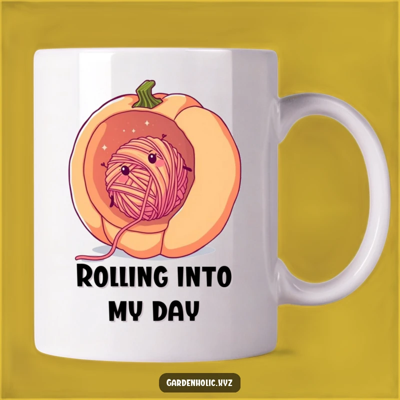 Funny Yarn Pumpkin Mug: Cozy Yarn Ball Rolling, Whimsical Fall Gift