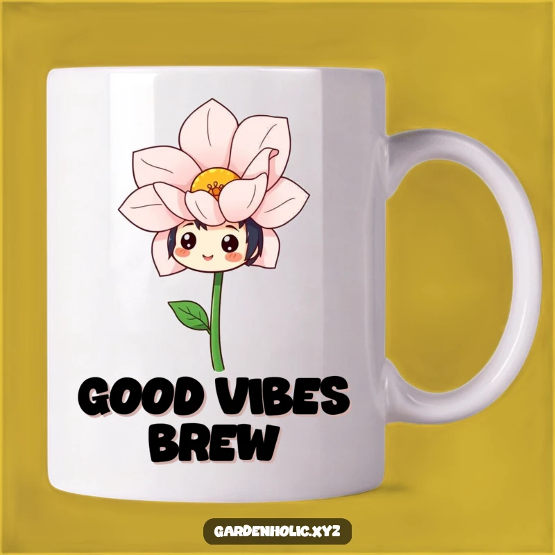 Funny Cheerful Flower Admirer Mug: Joyful Bloom Moment