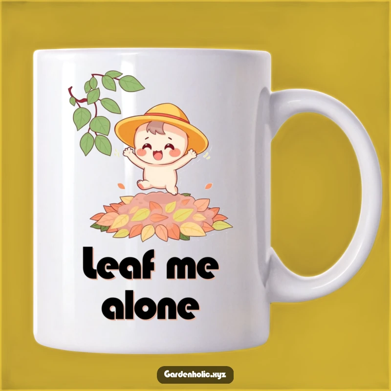 Funny Bouncing Character Leaf Pile Mug - Joyful Fall Vibes Gift