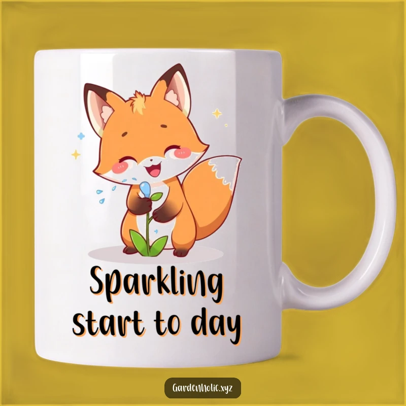 Funny Fox Gardener Mug: Joyful Fox Watering a Plant, Perfect Nature Lover Gift!