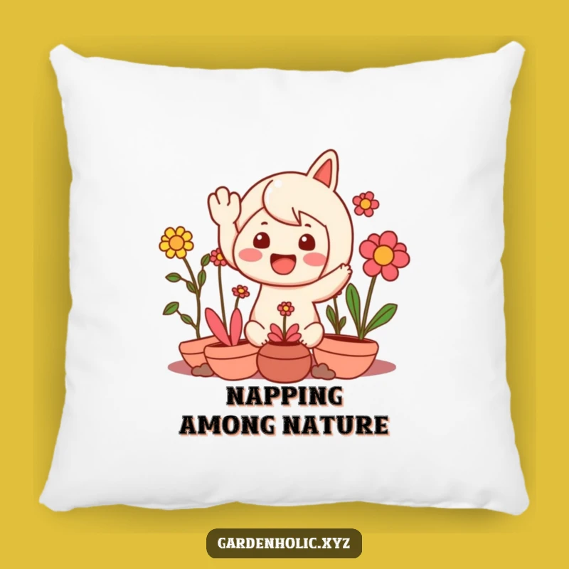 Cozy Funny Plant Pillow: Waving Character, Soft Garden Gift