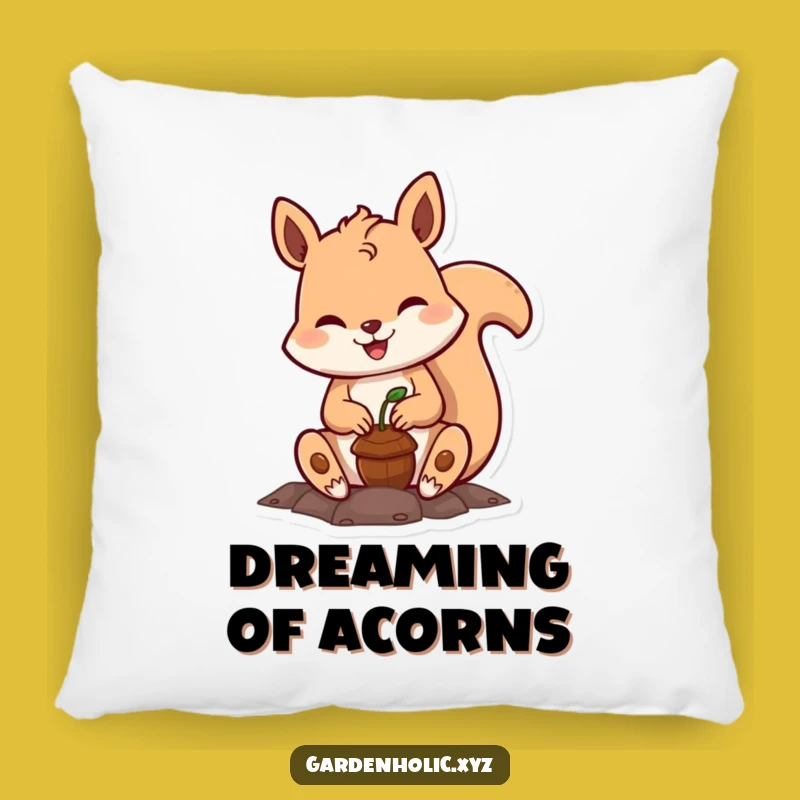 Funny Squirrel Pillow: Cheerful Acorn Planter Cushion, Cozy Gift