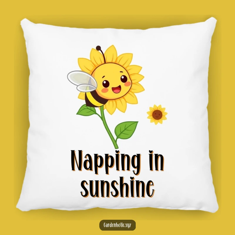 Funny Bee & Sunflower Pillow: Cozy Garden Accent, A Charming Funny Gift!