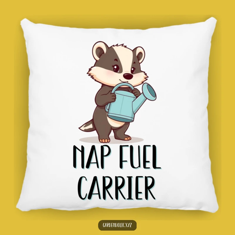 Funny Determined Badger Pillow: Comfy Support, Big Task Humor, Perfect Funny Gift