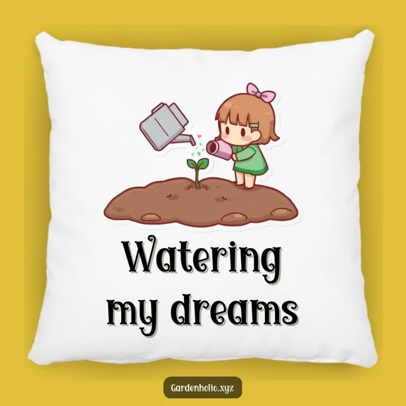 Funny Little Gardener Pillow, Soft Sprout Watering Cushion, Cozy & Hilarious Plant Gift