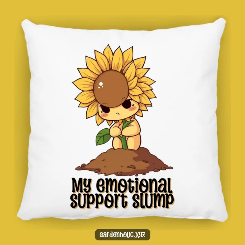 Funny Wilting Sunflower Pillow: Cushion Your Dramatics with Cozy Humor