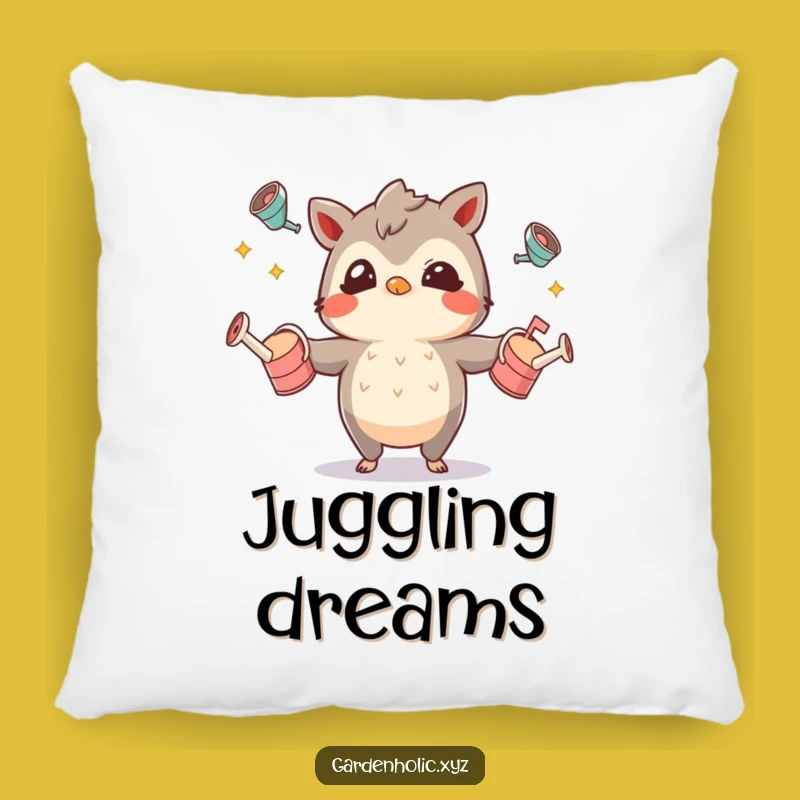 Funny Juggling Watering Cans Pillow: Comfy and Cheeky Decor