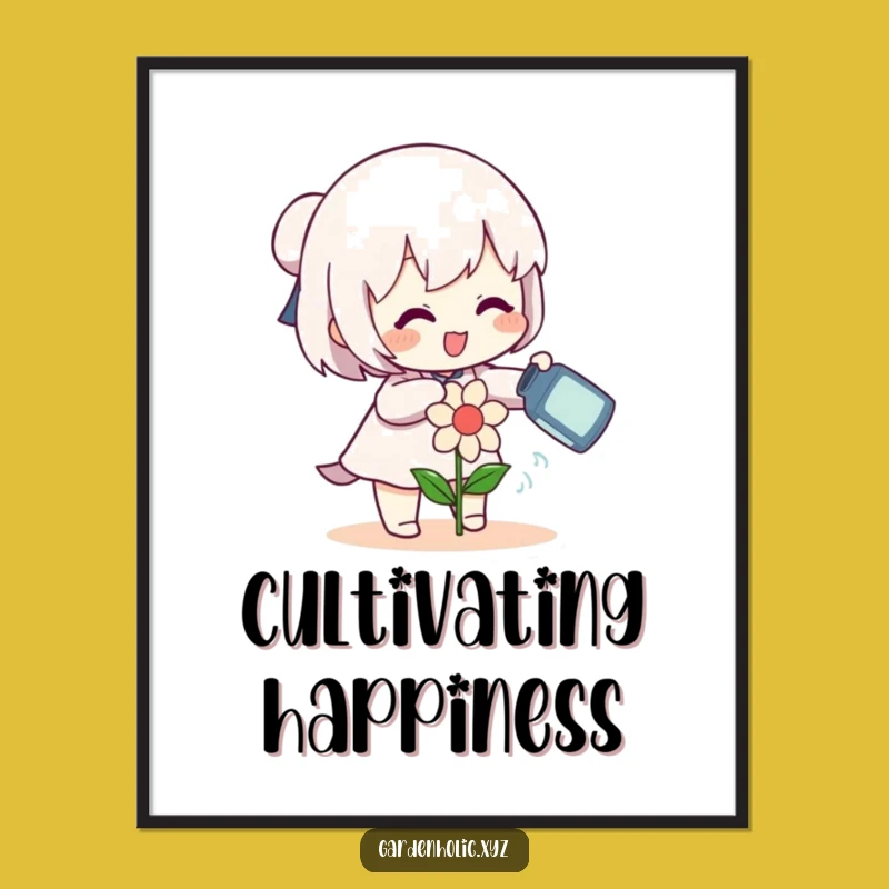 Funny Flower Watering Digital Art: Instant Cheer, Great Funny Gift