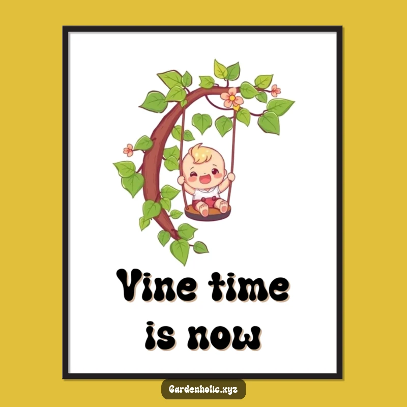 Funny Adventure Digital Art: Vine Sliding Thrills, Unique Playful Gift