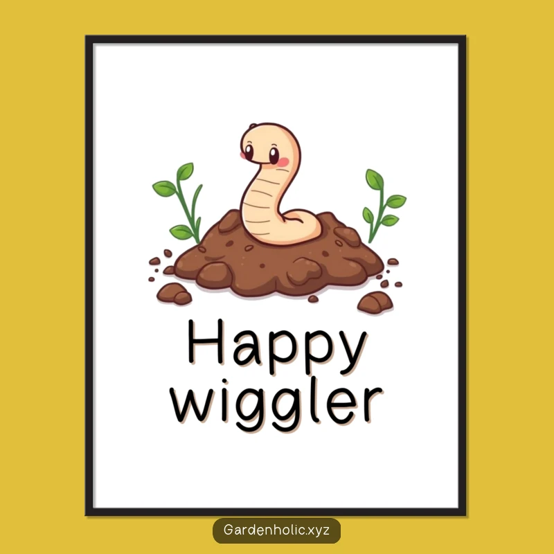 Funny Cute Worm Digital Art Instant Nature Charm for Your Walls