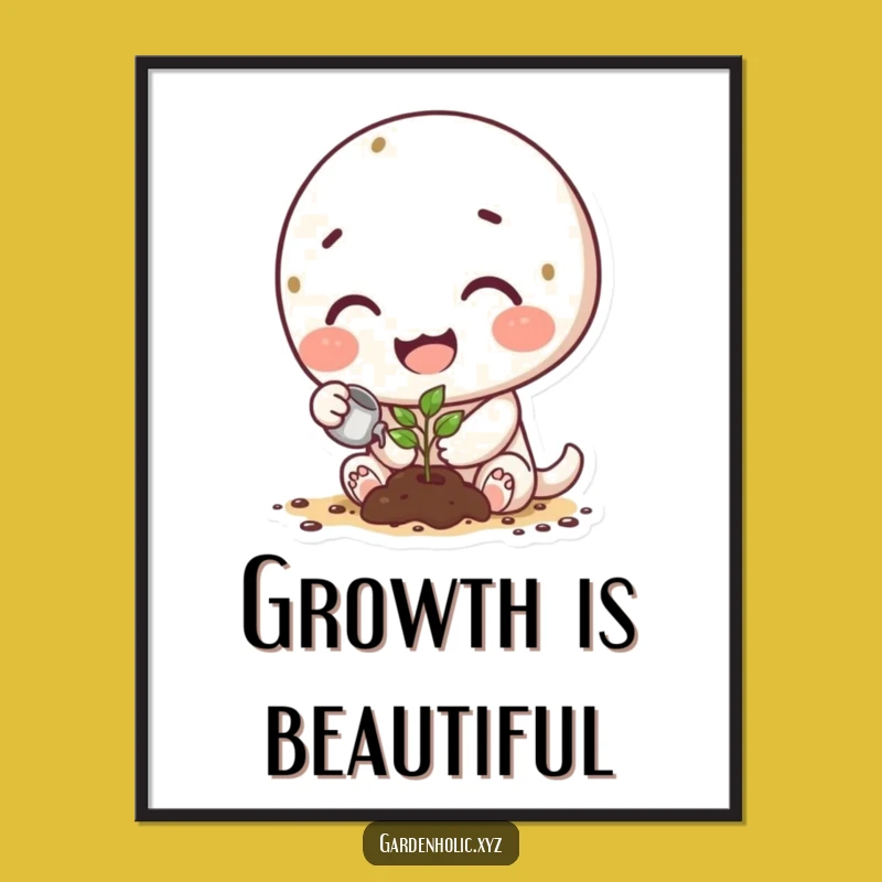 Funny Garden Growth Digital Art: Happy Sprout Print for Instant Cheer