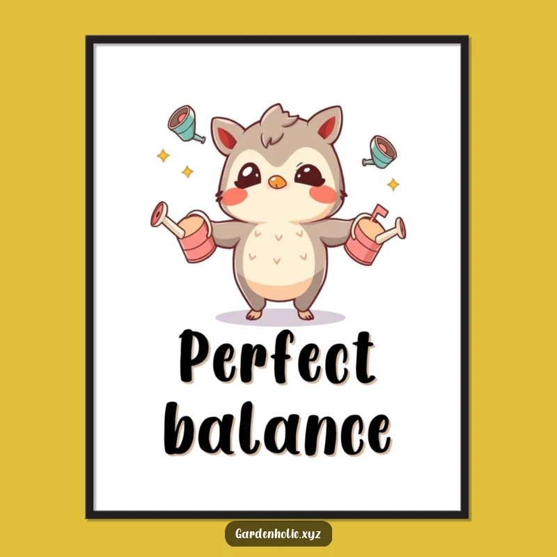 Funny Juggling Watering Cans Digital Art: Printable Garden Whimsy