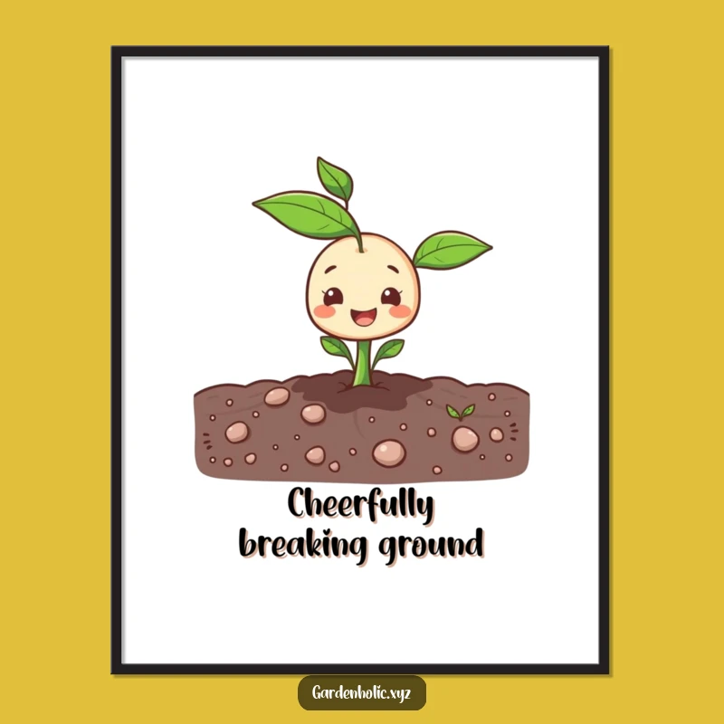 Funny Sprout Digital Print: Cheerful Garden Art, Instant Funny Gift!