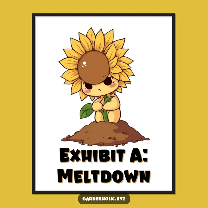 Funny Wilting Sunflower Digital Print: Instant Humor for Your Walls