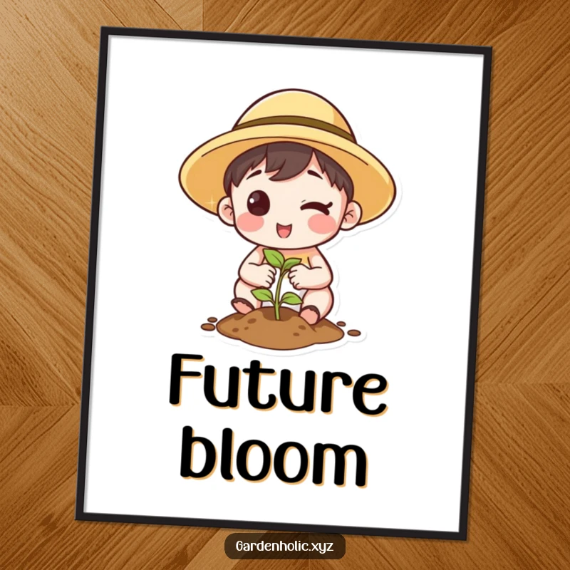 Funny Digital Art: High-resolution image of a character winking while planting a seed, symbolizing new beginnings.