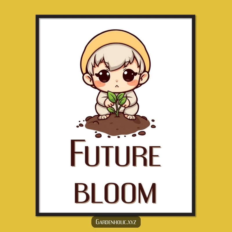 Funny Hopeful Planter Digital Art: Seed Planting Character, Instant Gift!