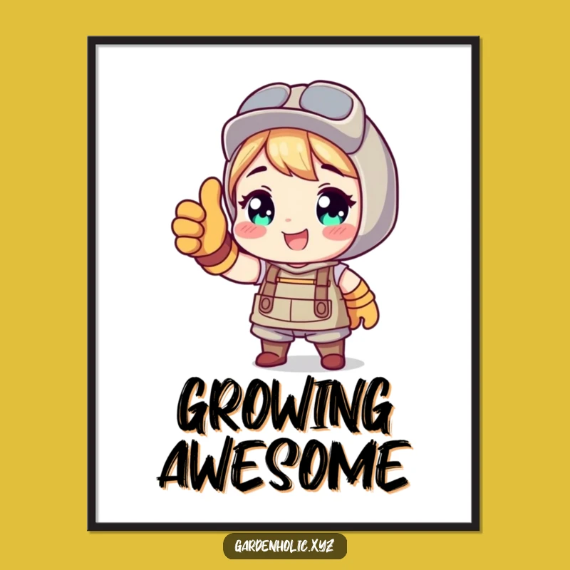 Funny Digital Art: Gardener Thumbs Up, Instant Funny Gift Download