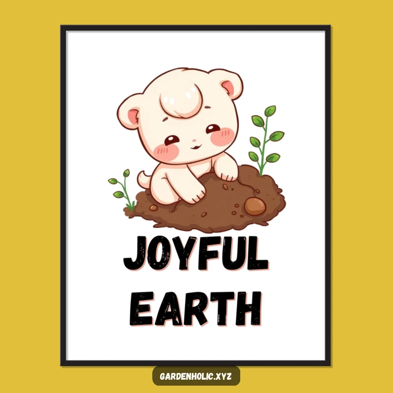 Funny Soil Digger Digital Art - Instant Character Gardening Print Gift