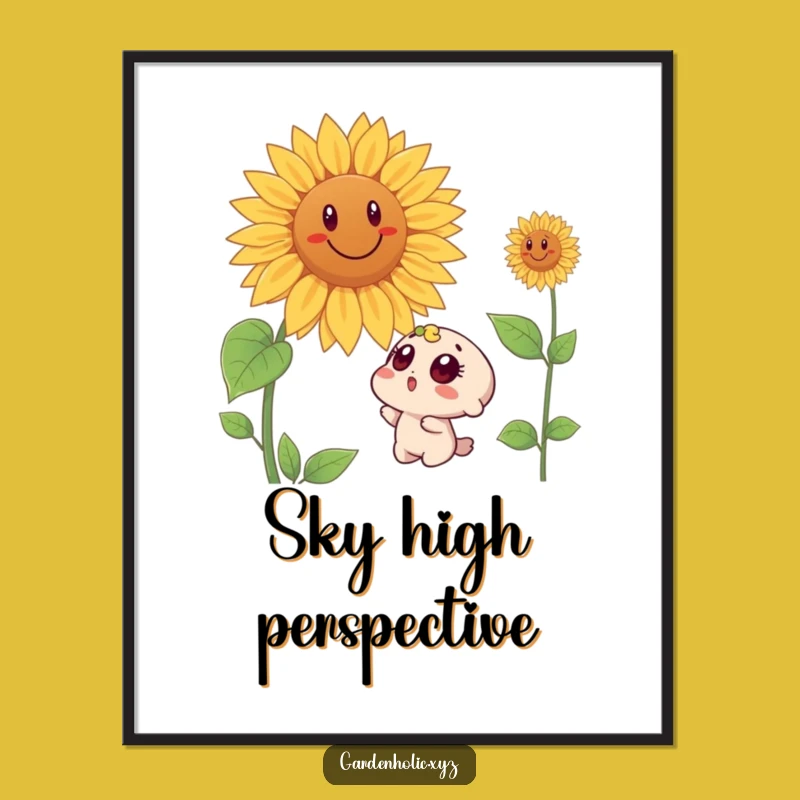 Funny Surprised Character Sunflower Digital Print - Instant Hilarious Wall Decor