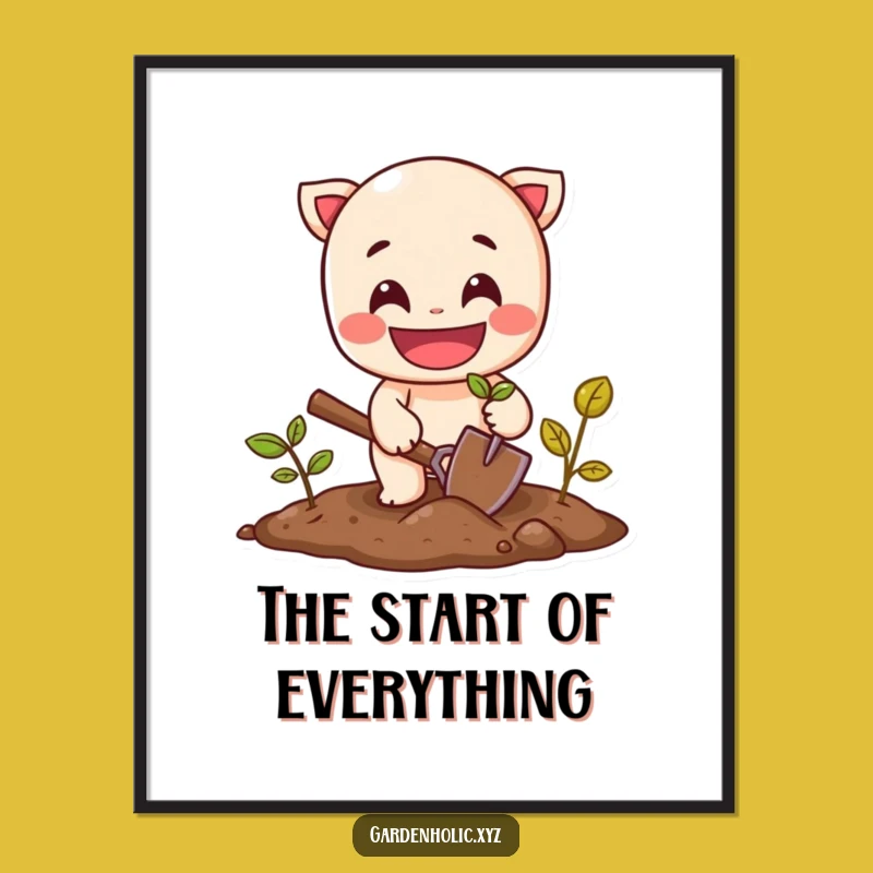 Funny Planting Joy Digital Art: Cheerful Character Print for Instant Smiles