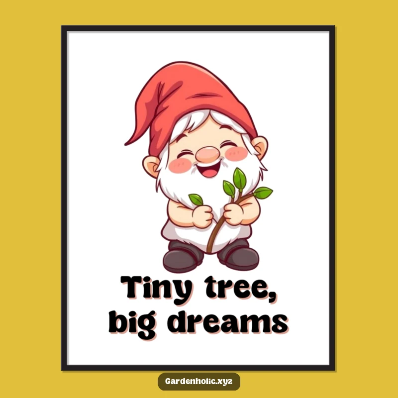 Funny Gnome Gardener Digital Print: Printable Wall Art for Plant Lovers, Instant Gift!