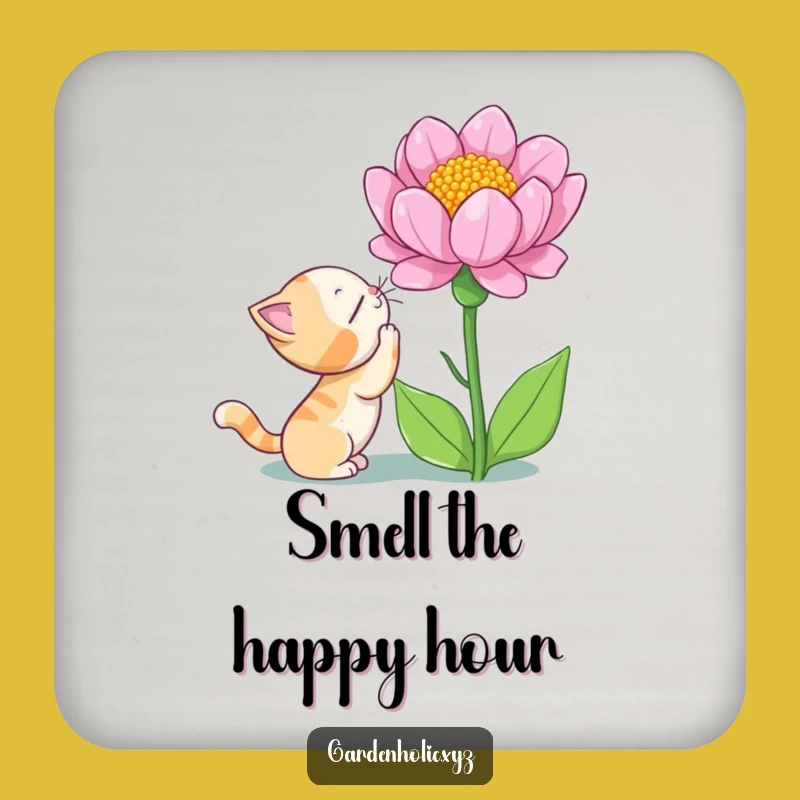 Funny Cat Flower Wonder Coaster - Protect Surfaces with Feline Charm