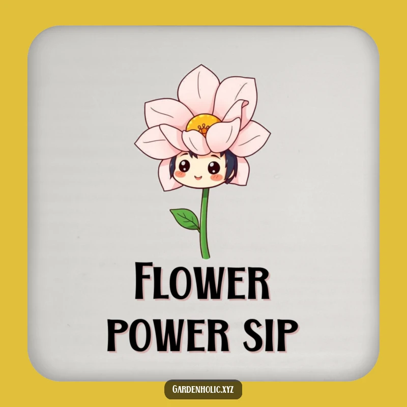 Funny Cheerful Flower Admirer Coaster: Protect Surfaces with Blooms