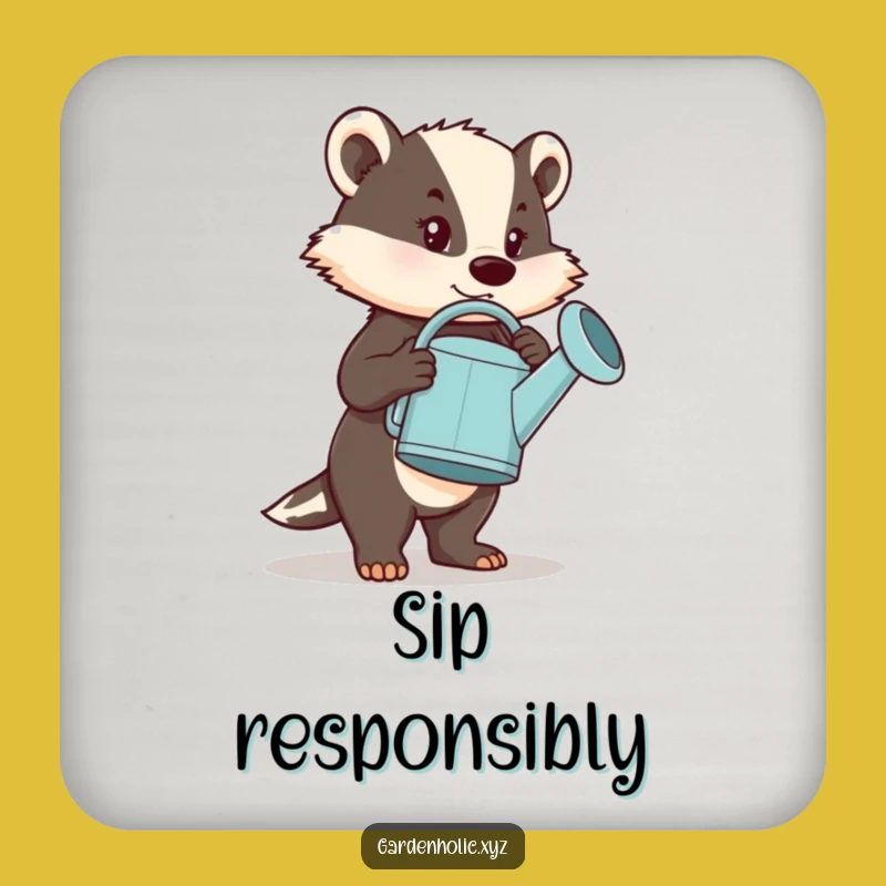 Funny Determined Badger Coaster: Sip with Strength, Perfect Funny Gift