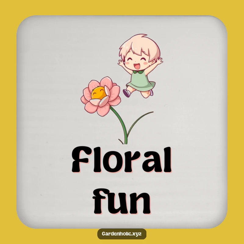 Funny Flower Jumper Coaster Set - Protective Character Bloom Drink Art Gift
