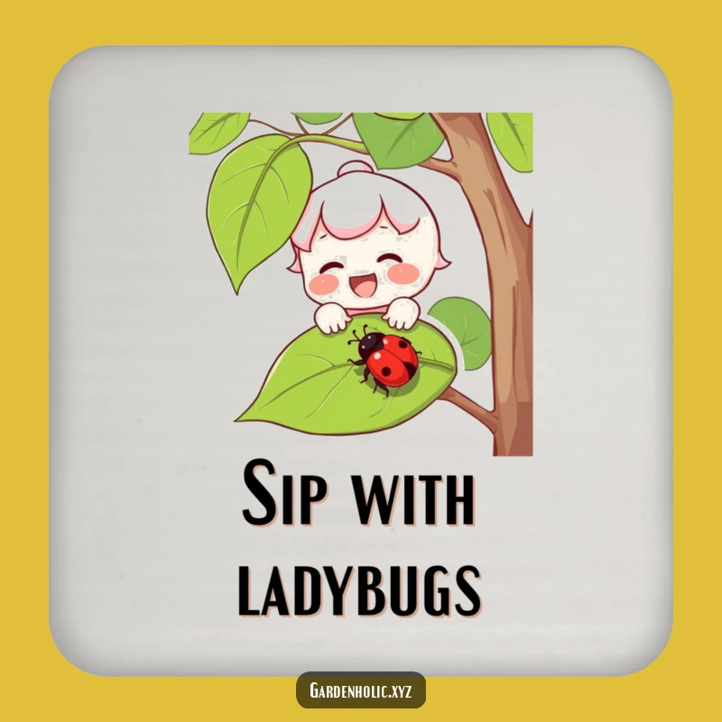 Funny Nature Coaster Set: Joyful Ladybug Mats for Outdoor-Themed Decor