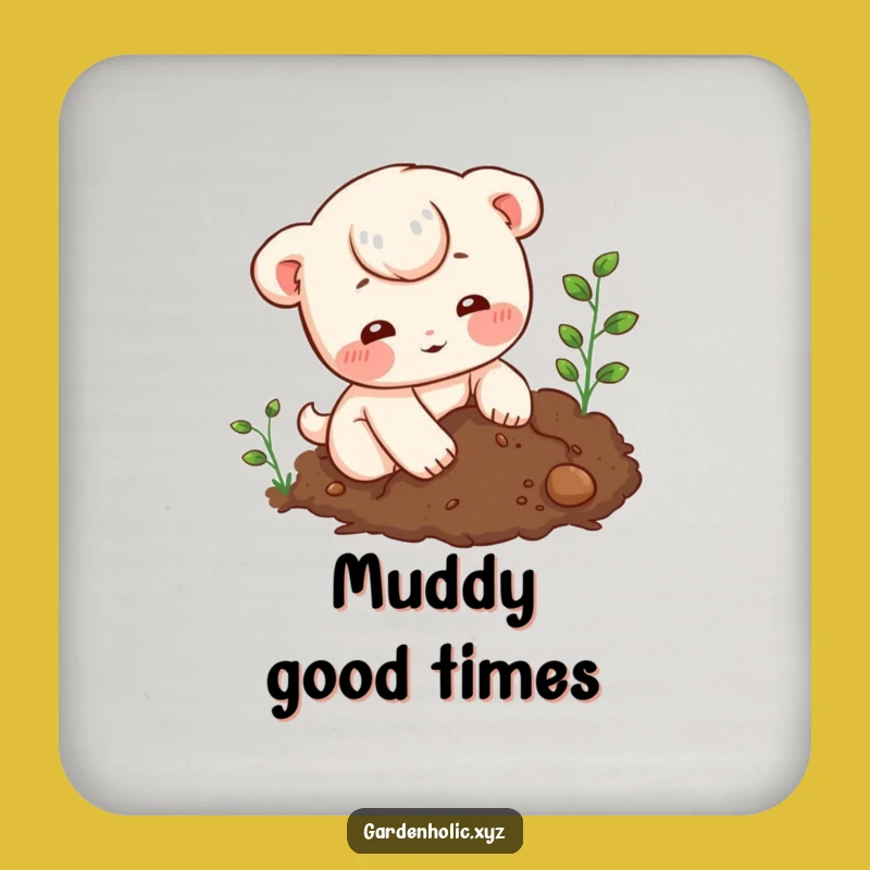 Funny Soil Digger Coaster Set - Protective Character Gardening Drink Art Gift