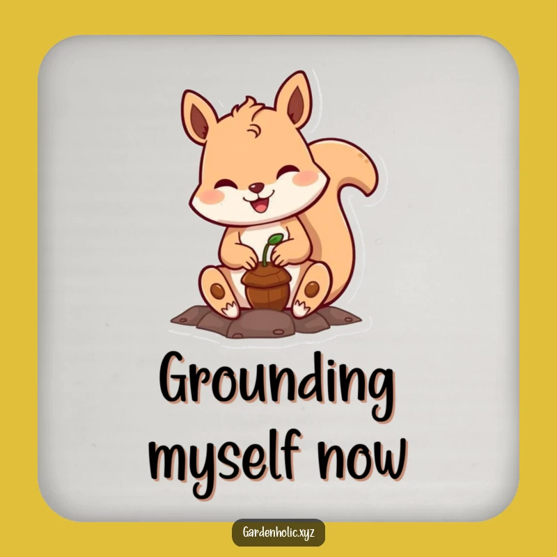 Funny Squirrel Acorn Coaster: Cheerful Plant Decor, Unique Gift