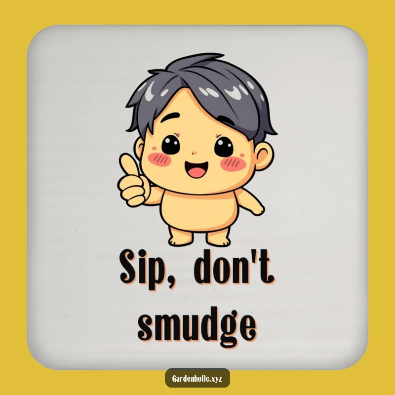 Funny Thumbs Up Dirt Smudge Coaster: Protect Surfaces with Humor