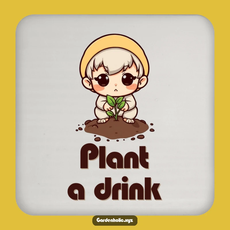 Funny Hopeful Planter Coasters: Seed Planting Character, House Gift!