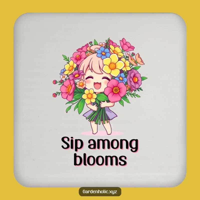 Funny Joyful Bouquet Character Coaster - Protect Surfaces Funny Gift