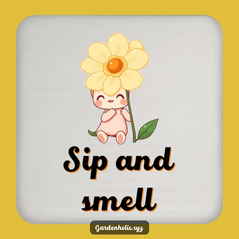 Funny Floral Drink Coaster: Happy Character's Blooming Protection, Cute Table Gift