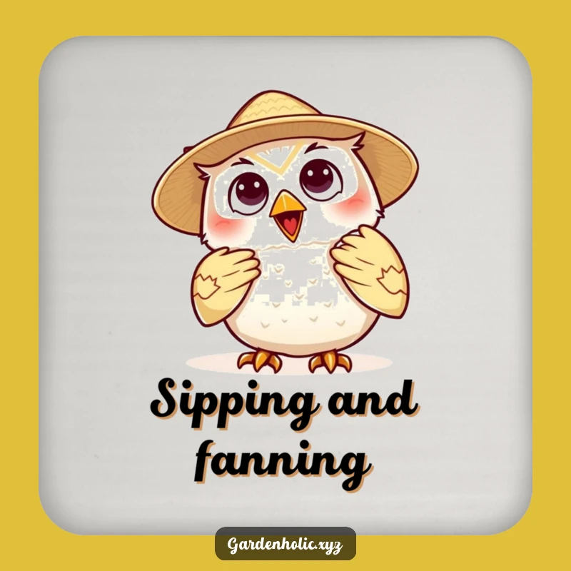 Funny Owl Straw Hat Coaster: Delighted Fan Decor, Unique Gift